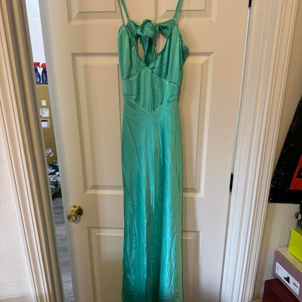 Brand New w/ Tag Bardot Teal green maxi slip dress w tie detail on back- 2 XL